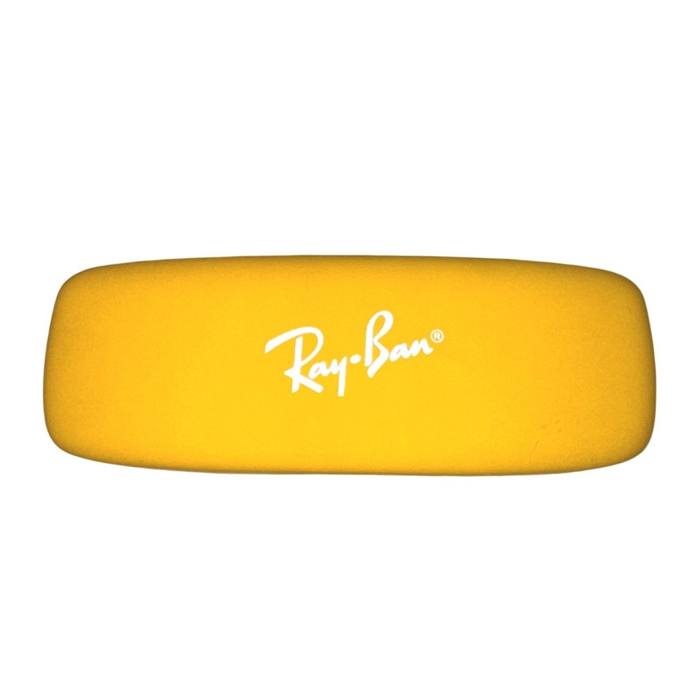Ray-Ban Yellow Hard Eyeglass Sunglasses Case Red Felt Interior Clamshell